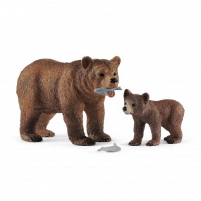 Schleich Vrouwelijke grizzlybeer met grizzly, 42473